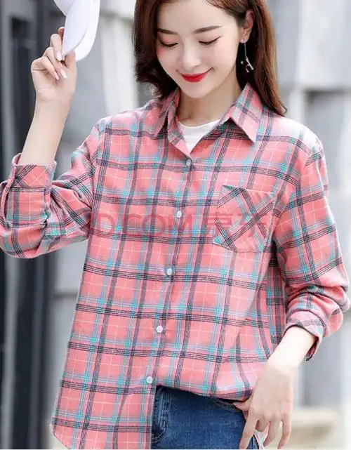 俞兆林新2021年时尚宽松格子衬衫女长袖衬衣大码衫ins新款初秋季女士