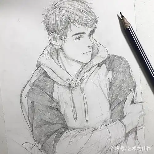 铅笔人物速写,小哥哥简直帅炸了,好喜欢这线稿