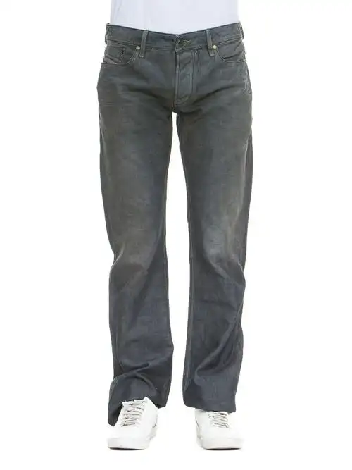 深灰色纯棉做旧牛仔裤