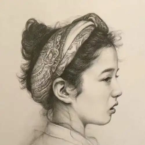 超精致丸子头美少女素描绘画讲解