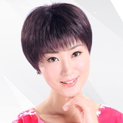 中老年 假发女短发套 妈妈 中年人真发 整顶蓬松 仿真时尚直发型