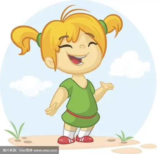 矢量彩色卡通形象的一个可爱的小女孩.金发小女孩.