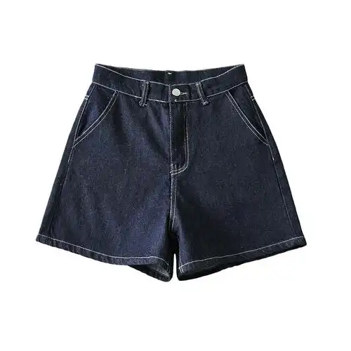 明线宽松基础牛仔短裤女ins潮欧美时尚短款阔腿显瘦裤子夏季短裤