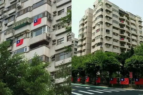 林口柴柴披「青天白日满地红」散步选手村