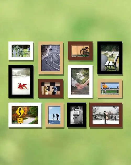 12枚实木相框墙组合12c07四色混搭拼版图纸多种排列