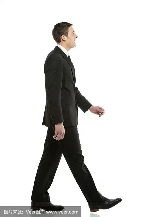 一个商人走路的侧面