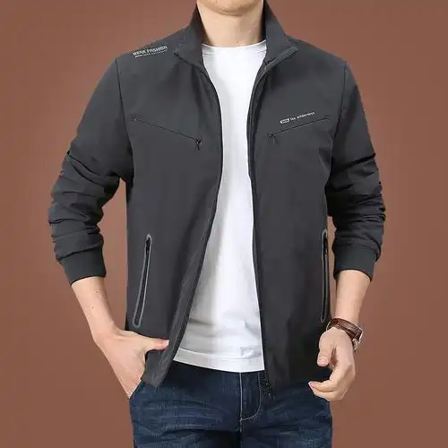 yuansu男士夹克外套男秋装上衣宽松休闲中年男装运动速干春秋新款夹克