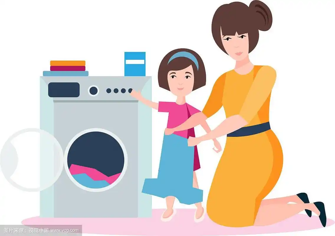 妈妈和女儿在洗衣服