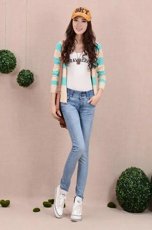 钟表眼镜 女装 女式牛仔裤 女装秋装休闲女裤淑女韩版修身牛仔裤小脚