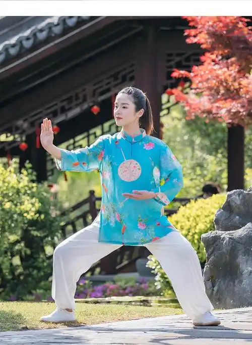 太极服女高端改良棉麻太极拳练功服夏季女装2022新款休闲苎麻 黄色