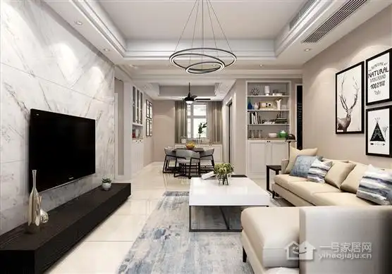 现代简约121平米三房二厅二卫清新装修效果图