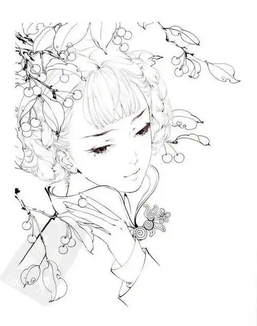 古风汉服人物手绘线稿120张效果图线稿合集