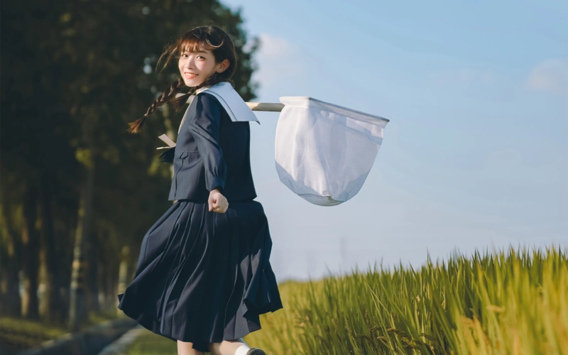 日系清新美少女田野写真