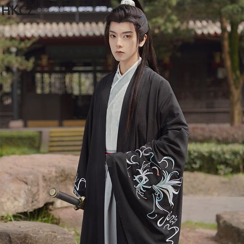 公子款原创汉服男正版古风魏晋风黑色红色学生古装帅气对襟仙气侠客