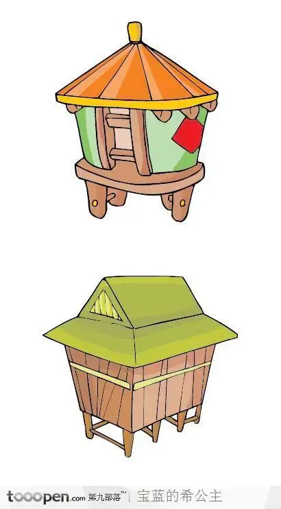 中国风卡通建筑-米仓