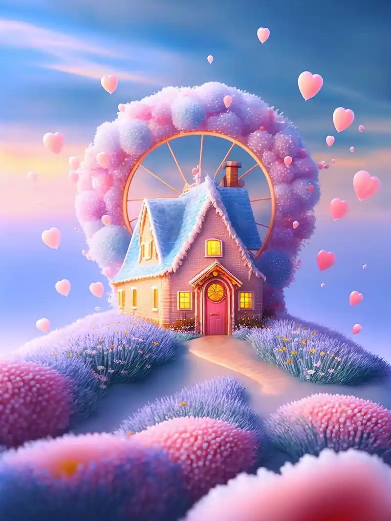 童话小屋‖幸福摩天轮 #ai绘画# #壁纸分享# #童话世界# #ai绘画有点