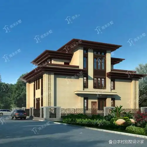 17x15米占地250平三层豪华新中式别墅推荐,外观豪华气派,超实用