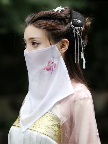 女面纱扶摇同款面纱新款古装蒙面面纱古风配饰遮脸纱巾红色均码面纱