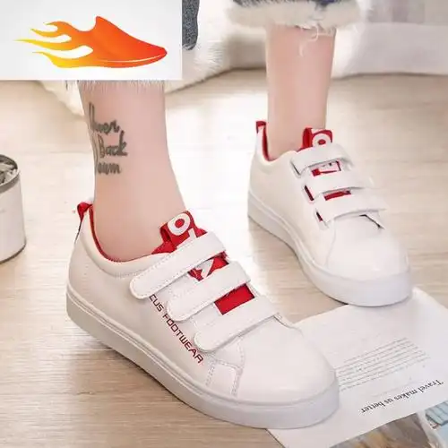 fishbasket女士运动鞋新款潮秋冬季百搭bf韩版魔法贴女鞋子加绒小白鞋