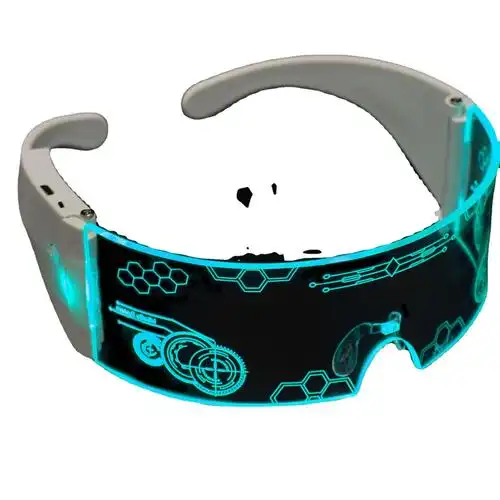 七彩led发光眼镜派对酒吧音乐节未来科技眼镜蹦迪科幻眼镜充电款