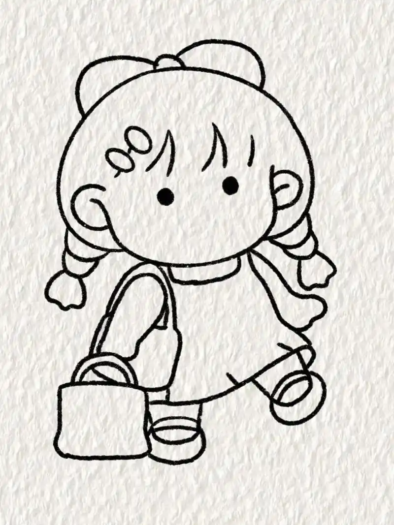 可爱小女孩简笔画教程/粉丝投稿 今天这幅画相对比较简单哦 大家快画