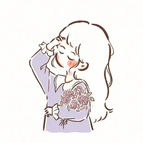 图片说少女拿花