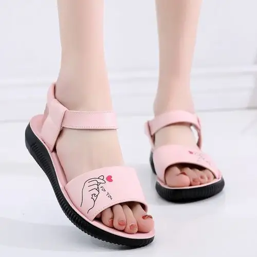 夏季新款2020平底沙滩渡假凉鞋简约白色学生鞋防滑软底女孩凉鞋子