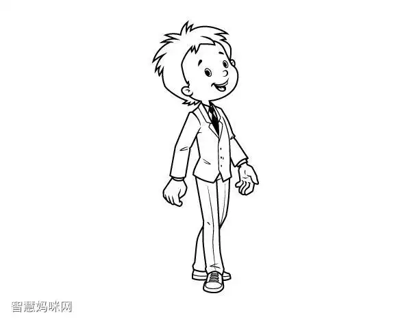 穿西装的男孩简笔画图片