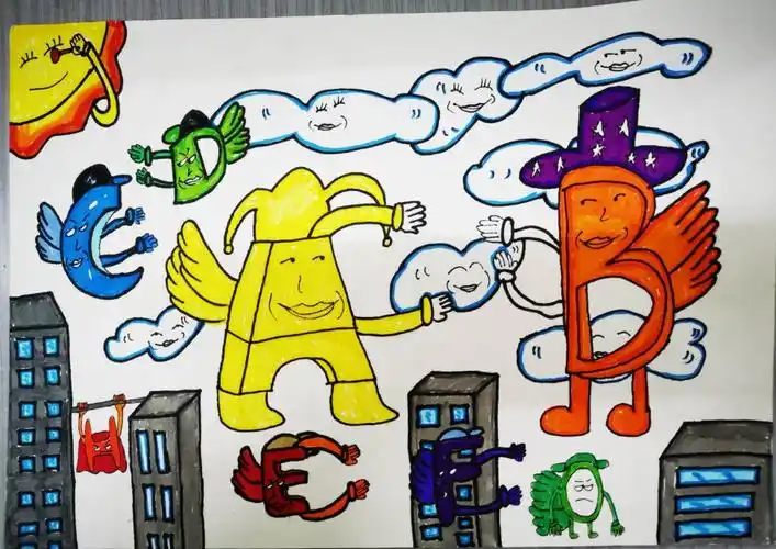 英文字母 大变身—崀山培英学校字母联想画活动