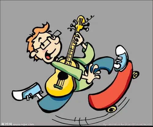 卡通弹吉他图片
