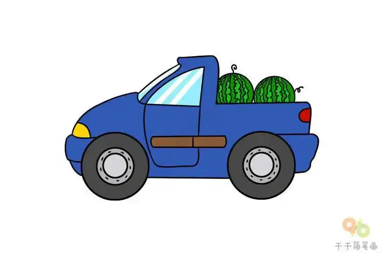 拉西瓜的大卡车简笔画