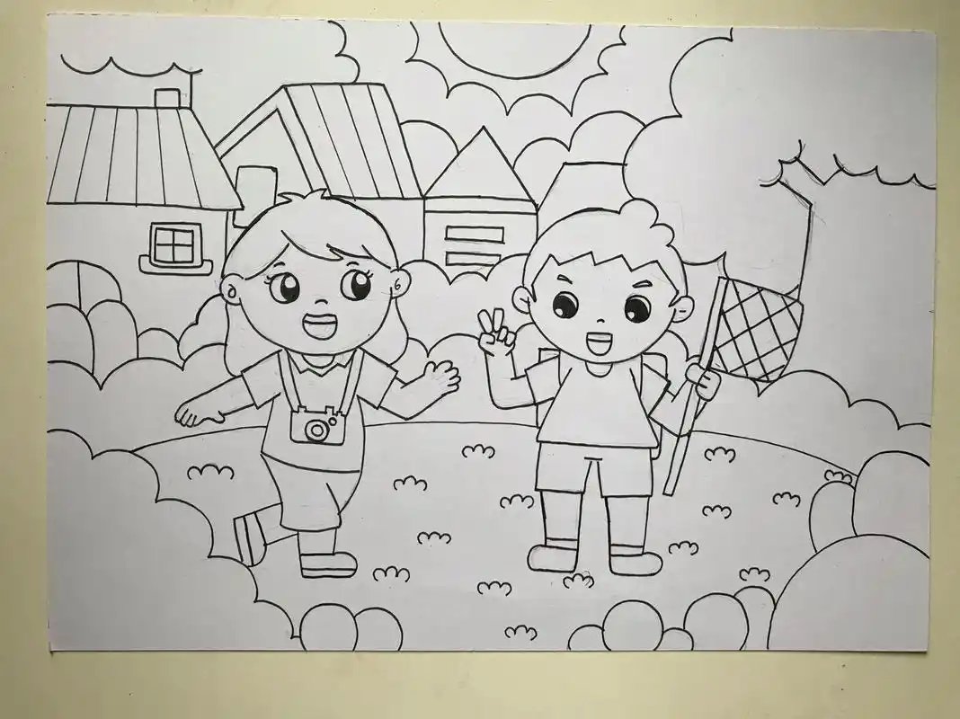 一起去旅行(幼师必画50副) 今天尝试了新的绘画工具—【多乐绘马克笔