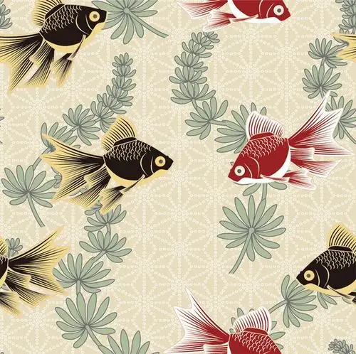 卡通金鱼水草背景矢量素材 - 素材中国16素材网