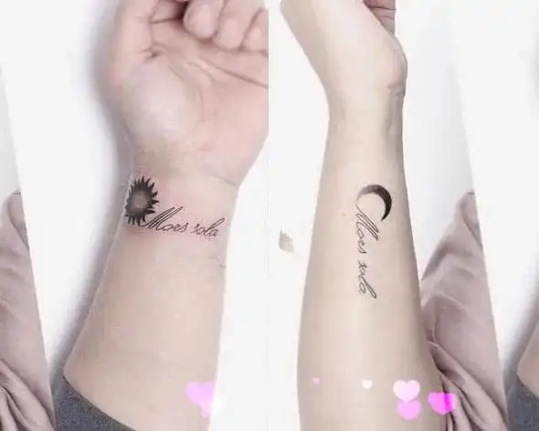 情侣之间日月对称组合纹身图案(4/7)